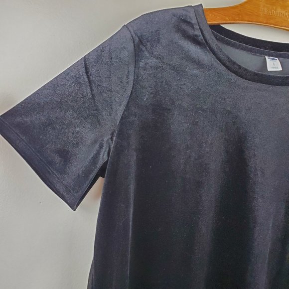 Old Navy Women's Black Velour Short Sleeve Round Neck Top Spring L Large - Picture 4 of 9